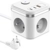 Viking síťový adaptér YC33, 3x 230 V, 1x USB-A, 2x USB-C, tlačítko ON/OFF, délka 1,4 m, bílá