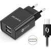 Aligator síťová nabíječka, 2x USB, smart IC, 2,4 A, kabel USB-C 2A, černá