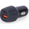 GEMBIRD Nabíječka do auta, 1x USB, 1xUSB-C, rychlo-nabíječka, QC3.0, 18 W, černá