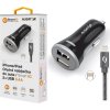 ALIGATOR 3.4A, 2xUSB, smart IC, černá, USB kabel pro iPhone/iPad