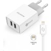 Aligator síťová nabíječka, 2x USB, kabel Lightning 2A, smart IC, 2,4 A, bílá