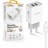 Aligator síťová nabíječka, 2x USB, kabel Lightning 2A, smart IC, 2,4 A, bílá