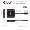 Club3D Video hub MST (Multi Stream Transport) USB-C 3.2 na HDMI 2.0, Duálny monitor 4K60Hz