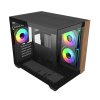 Cooler Master case Elite 481 Wood, mATX, Průhledná bočnice, 3x 120mm ARGB Fan, Černá