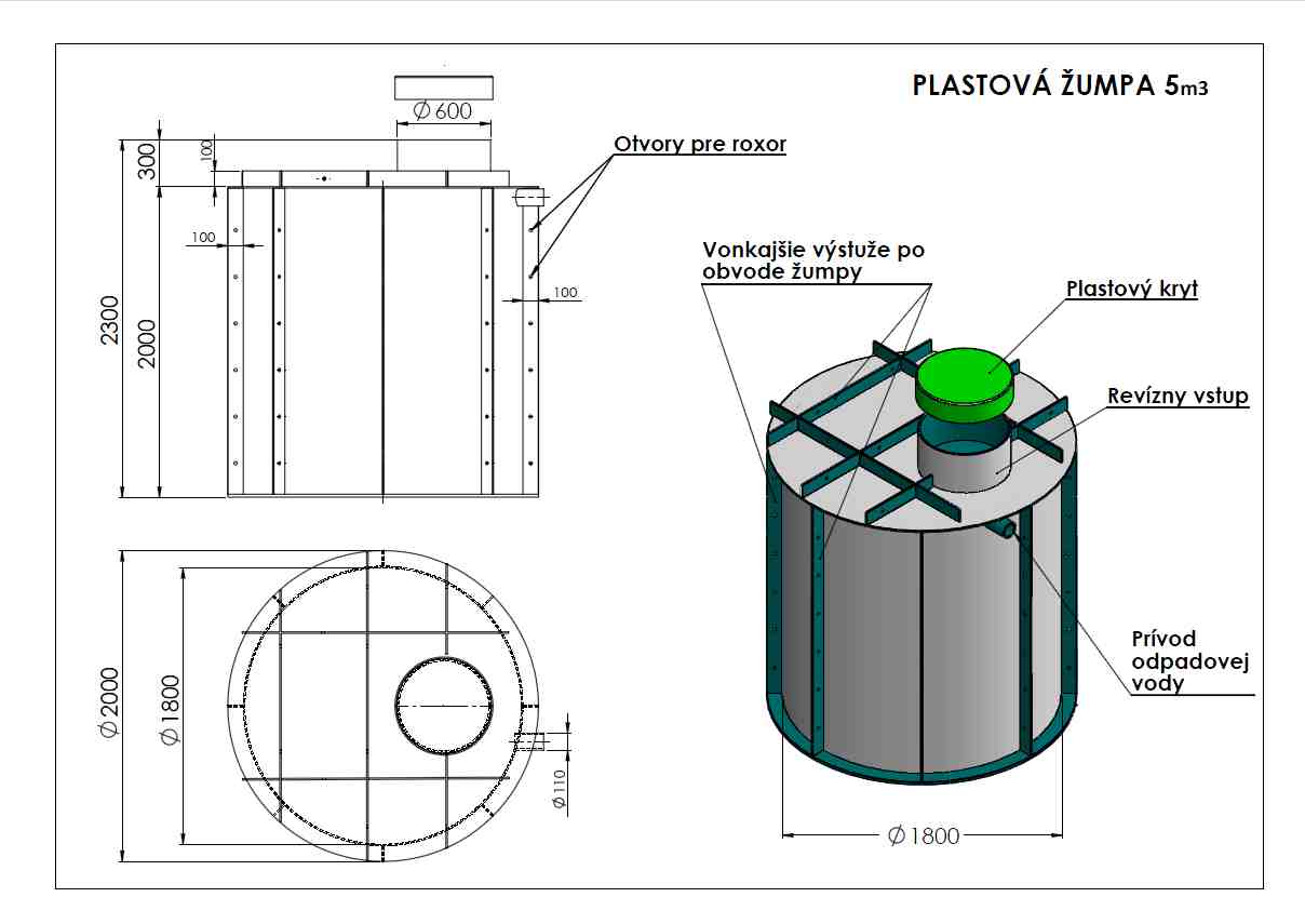 VHtech Plastová žumpa 5 m3