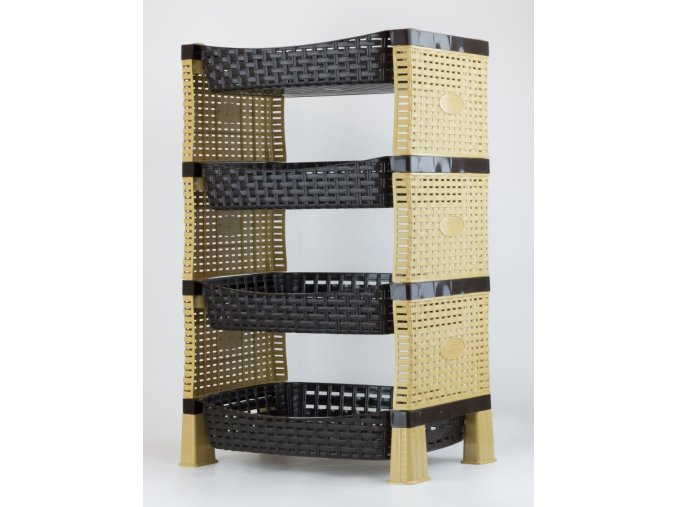 Mega Plast, SHELF regál polyratan, 41 x 30 x 65 cm, krém/wenge