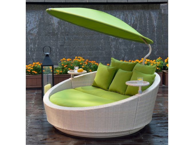 7470 igotrend luxusni slunecni postel shell seda zelena 168 x 164 x 72 5cm 360 rot system