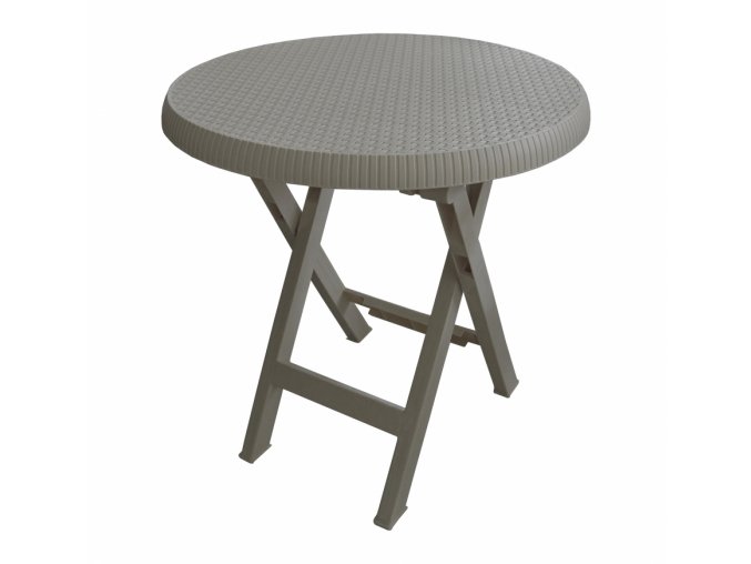 2250 mega plast plastovy skladaci stul teo prumer 70 cm tmava mocca