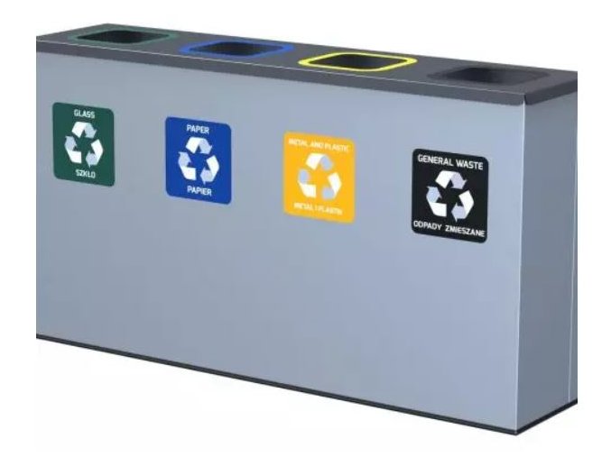 Čtyřdílný odpadkový koš na tříděný odpad 4x60l šedý