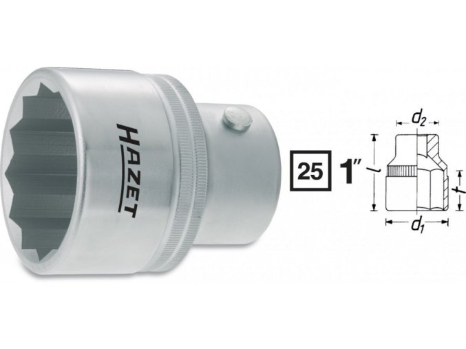 Vnitřní nástrčný klíč 1" dvanáctihranný 80mm HAZET 1100Z-80 - HA002627