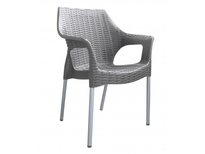 Mega Plast, plastová židle BELLA (AL nohy), 84 x 60 x 52 cm, stohovatelná, mocca