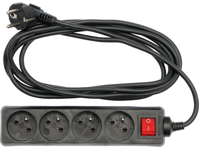 Kabel prodlužovací 3 m vypínač 4 zásuvky
