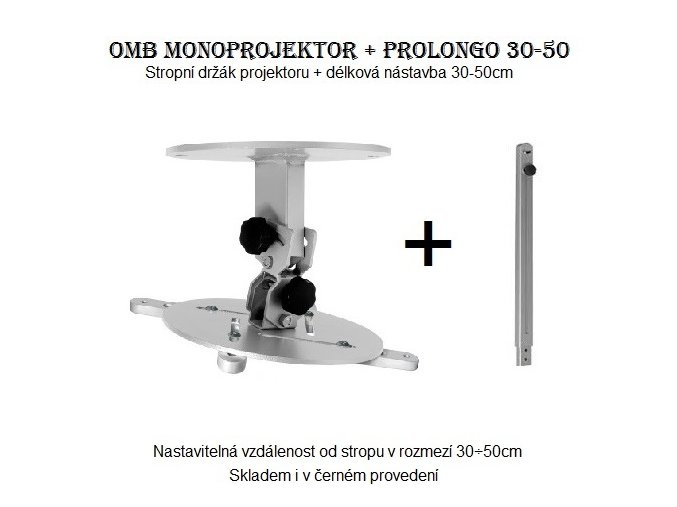 OMB Monoprojektor 30-50 stropní držák na projektory (Držák na projektory se stropním zavěšením, vzdálenost od stropu 30-50cm)