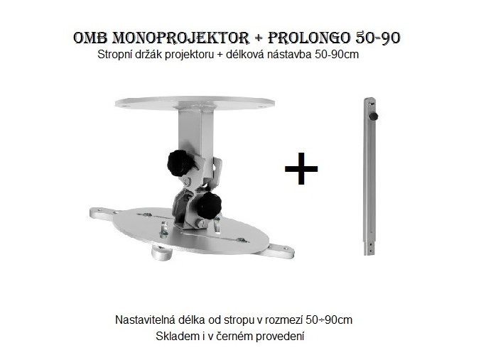 OMB Monoprojektor 50-90 stropní držák na projektor (Držák na projektory se stropním zavěšením, nastavitelná vzdálenost od stropu 50-90cm)