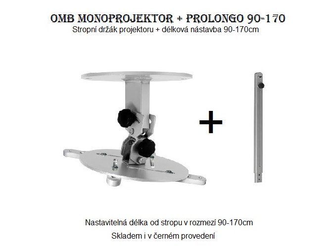 OMB Monoprojektor 90-170 stropní držák na projektor (Držák na projektory se stropním zavěšením, nastavitelná vzdálenost od stropu 90-170cm)