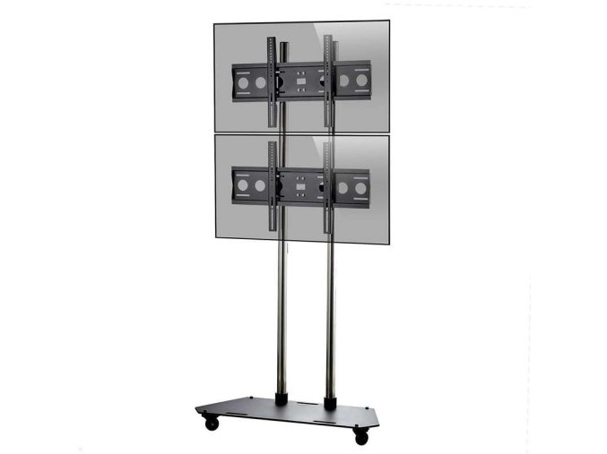 f 208 0 Pojizdny podlahovy stojan na 2 Tv monitory s nastavitelnou vyskou a naklonem Edbak TR3