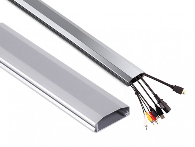 Kvalitní nástěnná hliníková lišta na Tv kabeláž Fiber Mounts M6C93S stříbrná