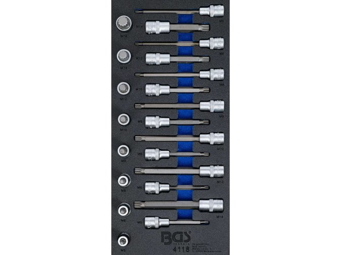 Sada nástrčných klíčů v pěnové výplni, tisícihran XZN, 1/2", 22 ks - B4118