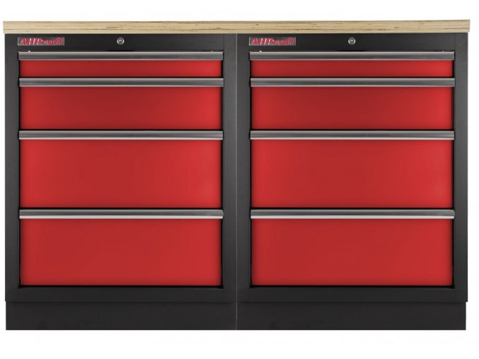 Sestava kvalitních PROFI RED dílenských skříněk s pracovní deskou - RTGS1300BAL10 Red