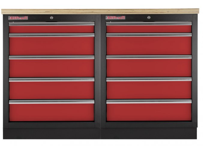 Sestava kvalitních PROFI RED dílenských skříněk s pracovní deskou - RTGS1300BAL11