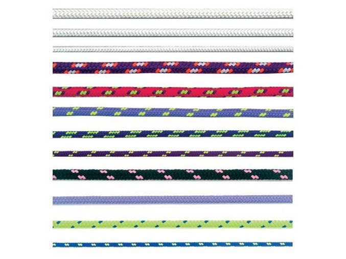 šňůra PES s jádrem 7mm barevná pletená (100m)