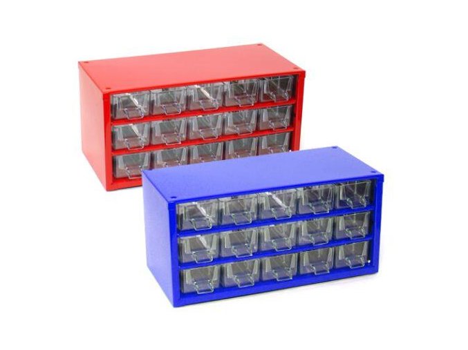 skříňka 1 velikost 15 mal.zásuvek 30,5x15x15,5cm kov.MO