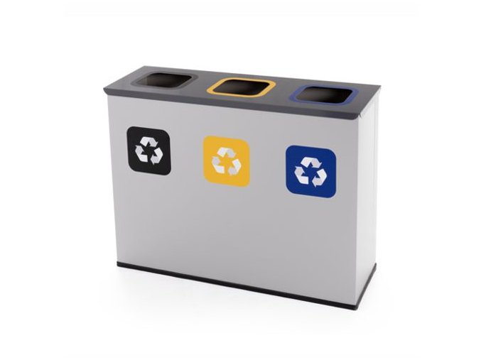 8305 01 kovovy odpadkovy kos na trideny odpad trikomorovy