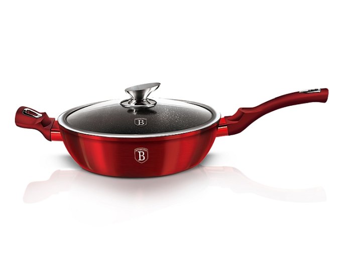 Pánev Berlingerhaus hluboká s mramorovým povrchem a poklicí 32 cm Burgundy Metallic Line