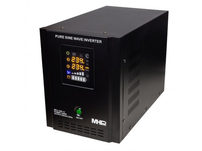 Napěťový měnič MHPower MPU-1200-12 záložní zdroj, 12V/230V, 1200W, funkce UPS, čistý sinus