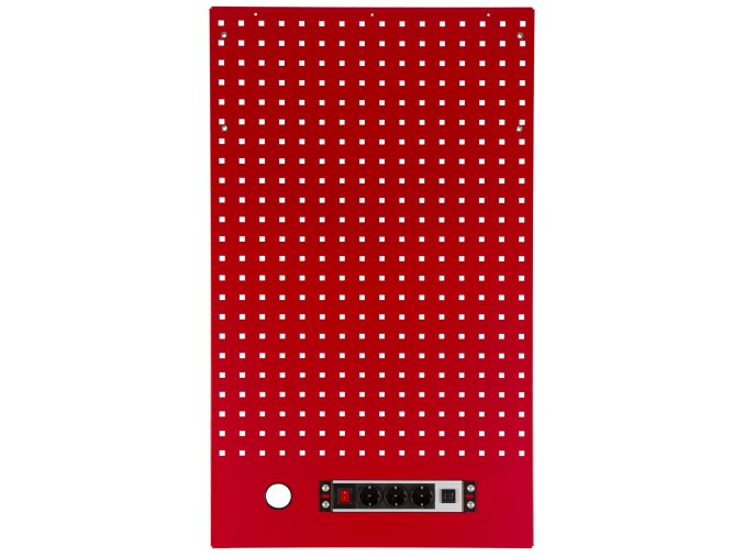 Děrovaná závěsná deska s el. zásuvkou 614,5x1052x24 mm PROFI RED - RWGB1324K