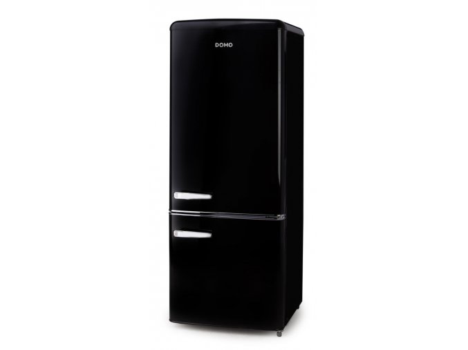 Retro lednice s mrazákem dole - černá - DOMO DO91706R, Objem chladničky: 147 l, Objem mrazáku: 44 l, Třída: D