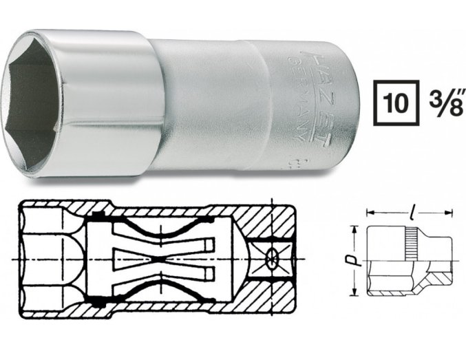 Nástrčný klíč na zapalovací svíčky 3/8" - HA040131 (880AKF)