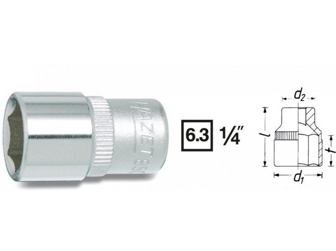 Vnitřní nástrčný klíč 1/4" šestihranný 12mm HAZET 850-12 - HA036271