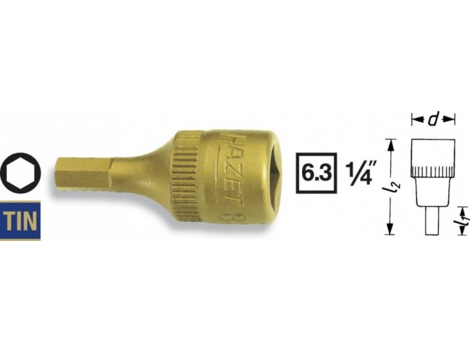 Vnější nástrčný klíč 1/4" HEX S5 Hazet 8501-5 - HA036899