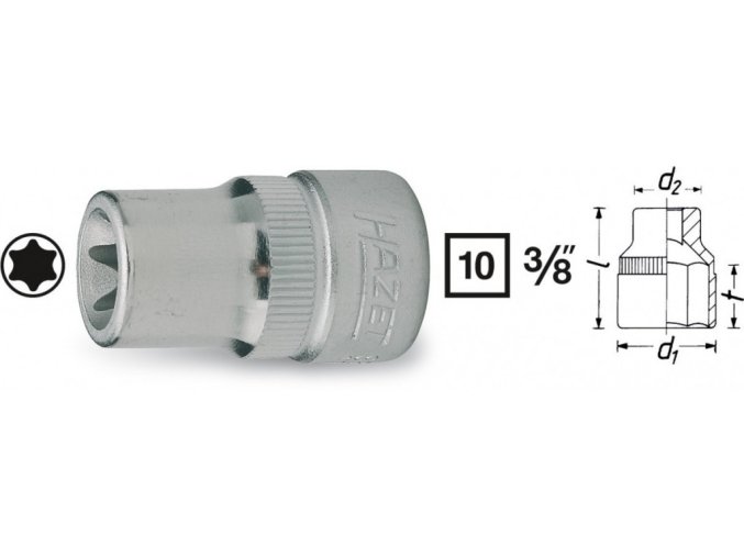 Vnitřní nástrčný klíč 3/8" TORX® E5 HAZET 880-E5 - HA039258
