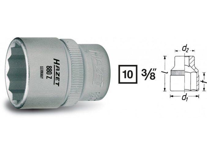 Vnitřní nástrčný klíč 3/8" dvanáctihranný 11mm HAZET 880Z-11 - HA041855