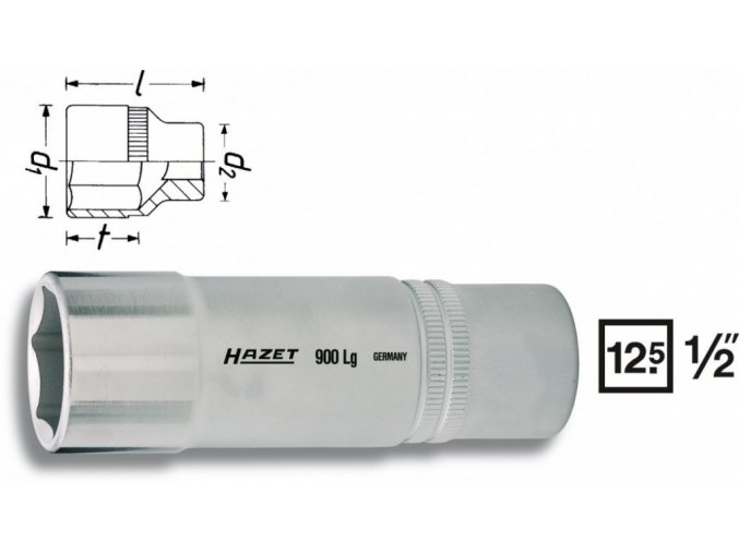 Vnitřní nástrčný klíč 1/2" šestihranný 12mm HAZET 900LG-12 - HA043873
