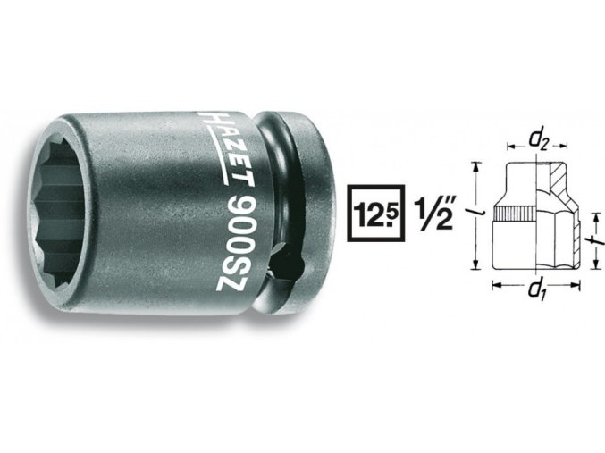 Kovaný vnitřní nástrčný klíč 1/2" dvanáctihranný 18mm HAZET 900SZ-18 - HA061846