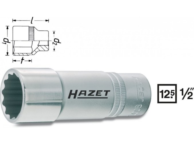 Vnitřní nástrčný klíč 1/2" dvanáctihranný 19mm HAZET 900TZ-19 - HA045334