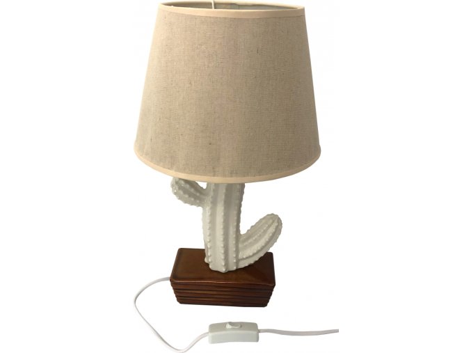 DUE ESSE, Stolní lampa hnědá s bílým kaktusem 38 cm