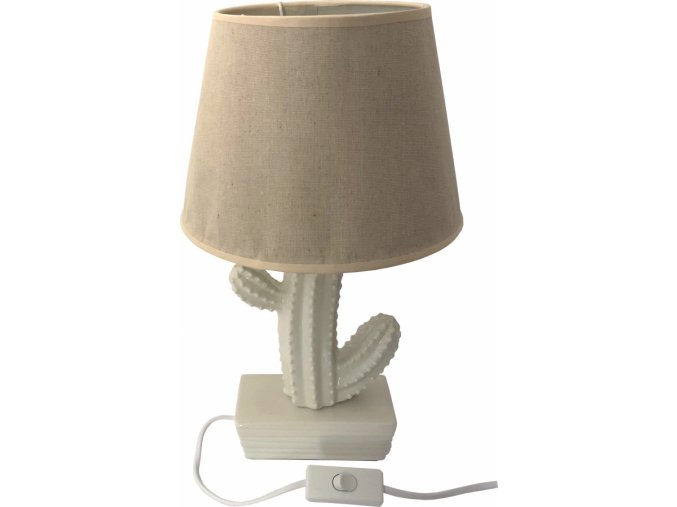 DUE ESSE, Stolní lampa bílá s bílým kaktusem 38 cm