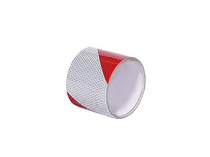 Vysoce reflexní výstražná páska, pravá, bílá/červená, 5 cm × 25 m - BY RX5AK