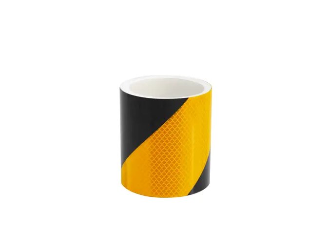 Vysoce reflexní výstražná páska, pravá, černá/žlutá, 10 cm × 25 m - BY RX1A6