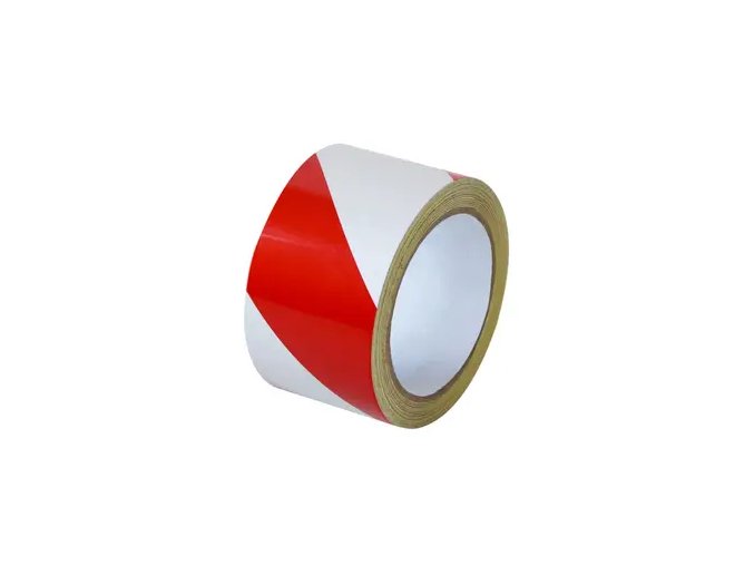 Reflexní výstražná páska, pravá, bílá/červená, 5 cm × 15 m - BY RVP5015