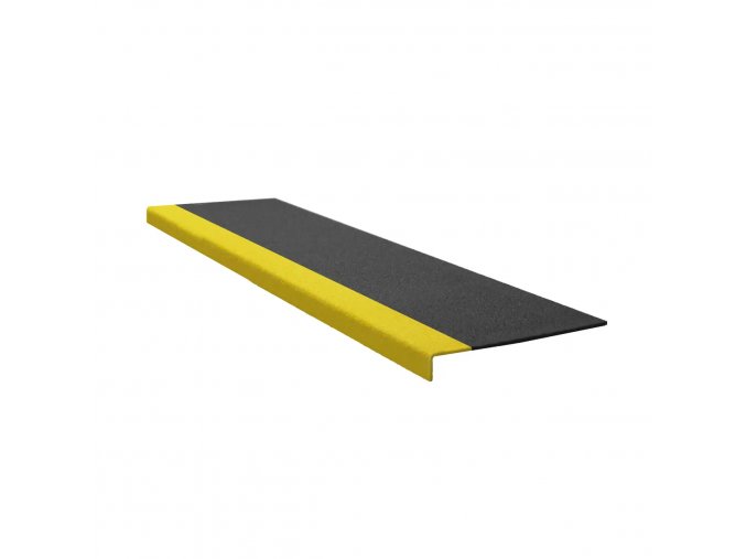 Protiskluzový sklolaminátový profil na schod – široký, černá/žlutá, 150 cm - BY 2121H4