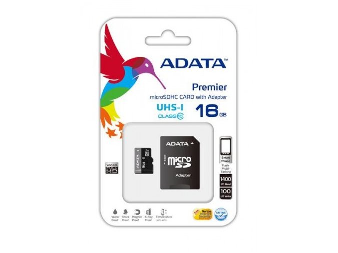 Paměťová karta Adata MicroSDHC Premier 16GB Class10 UHS-I + adaptér