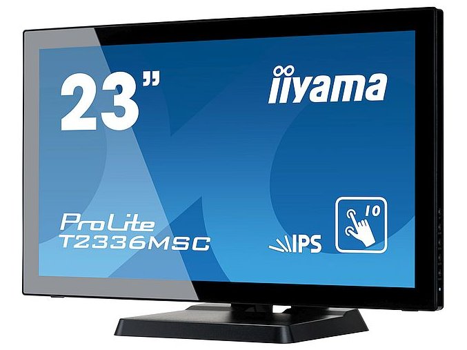 Dotykový monitor IIYAMA ProLite T2336MSC-B2, 23" IPS LED, PCAP, 5ms, 215cd/m2, USB, VGA/DVI/HDMI, bez rámečku, černý