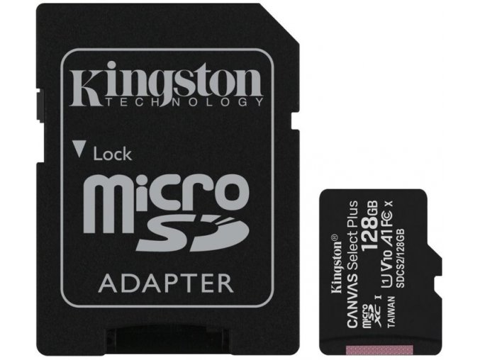 Paměťová karta Kingston Canvas Select Plus A1 128GB microSDXC, Class 10, 100R/85W s adaptérem