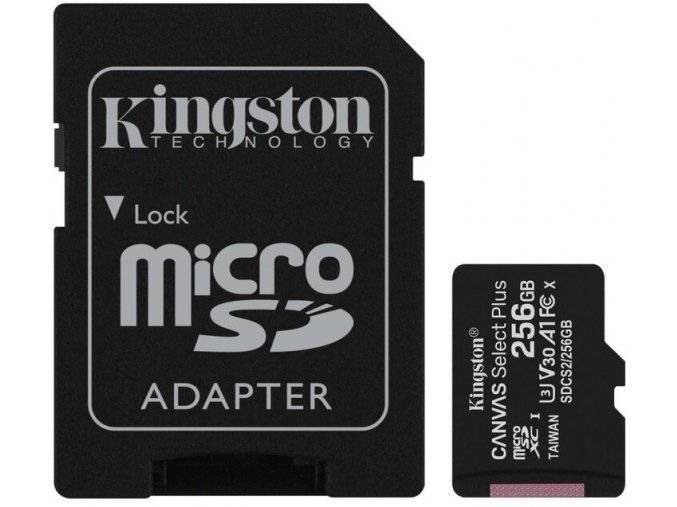 Paměťová karta Kingston Canvas Select Plus A1 256GB microSDXC, Class 10, 100R/85W s adaptérem