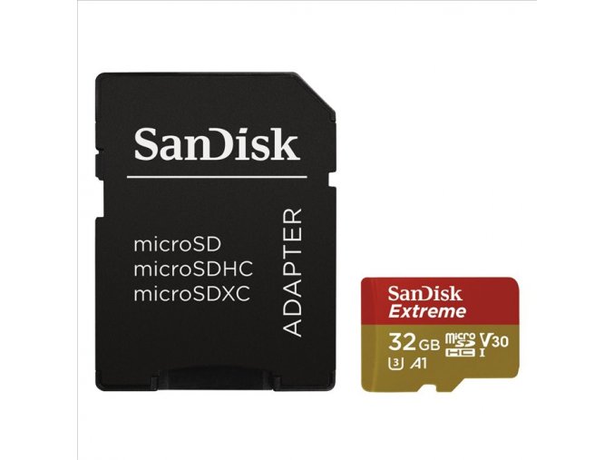 Paměťová karta Sandisk Extreme micro SDHC 32 GB 100 MB/s A1 Class 10 UHS-I V30, adapter